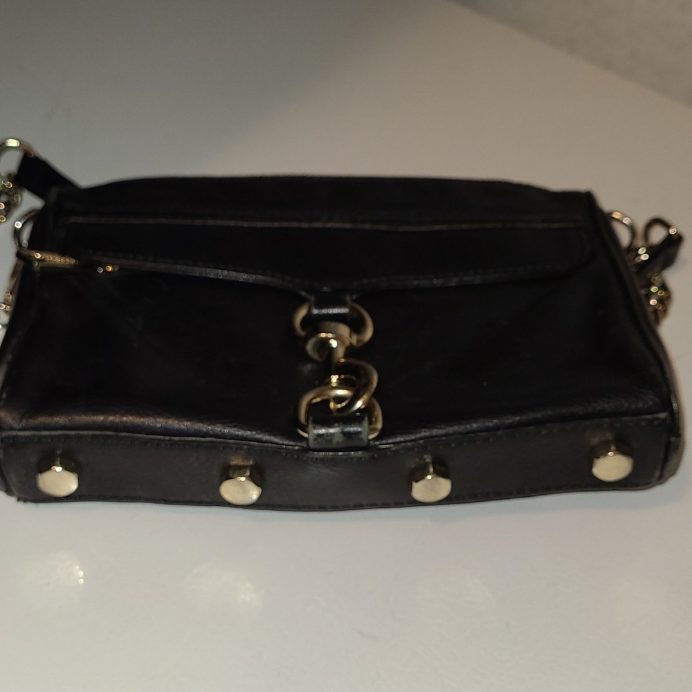 🤩Black leather Rebecca Minkoff Mini M.A.C. Crossbody bag with Gold Accents - Picture 10 of 16